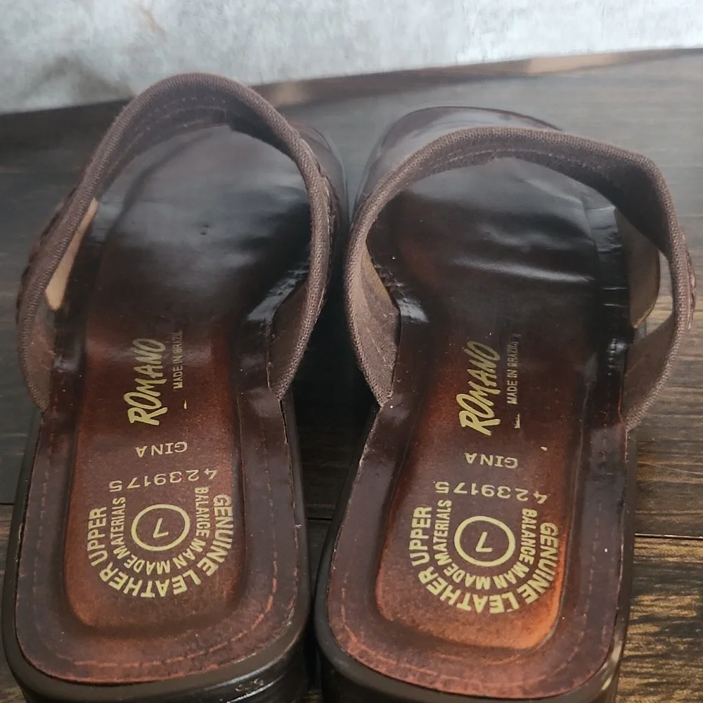 Romano Gina women’s slip on leather sandals size 7 - Picture 8 of 10